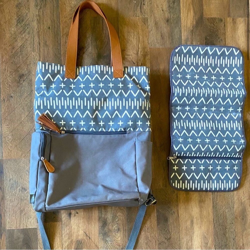 Vegan Leather Boho Cloud Island Diaper Bag w
Changing Pad